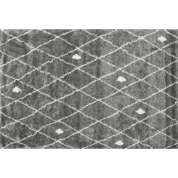 Ahgly Company Indoor Rectangle Contemporary Dark Gray Trellis Area Rugs, 5' x 7'