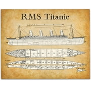 Titanic Blueprints Patent Print - 11x14 Unframed Patent Print - Great Gift for People Who Are Fascinated by The Titanic