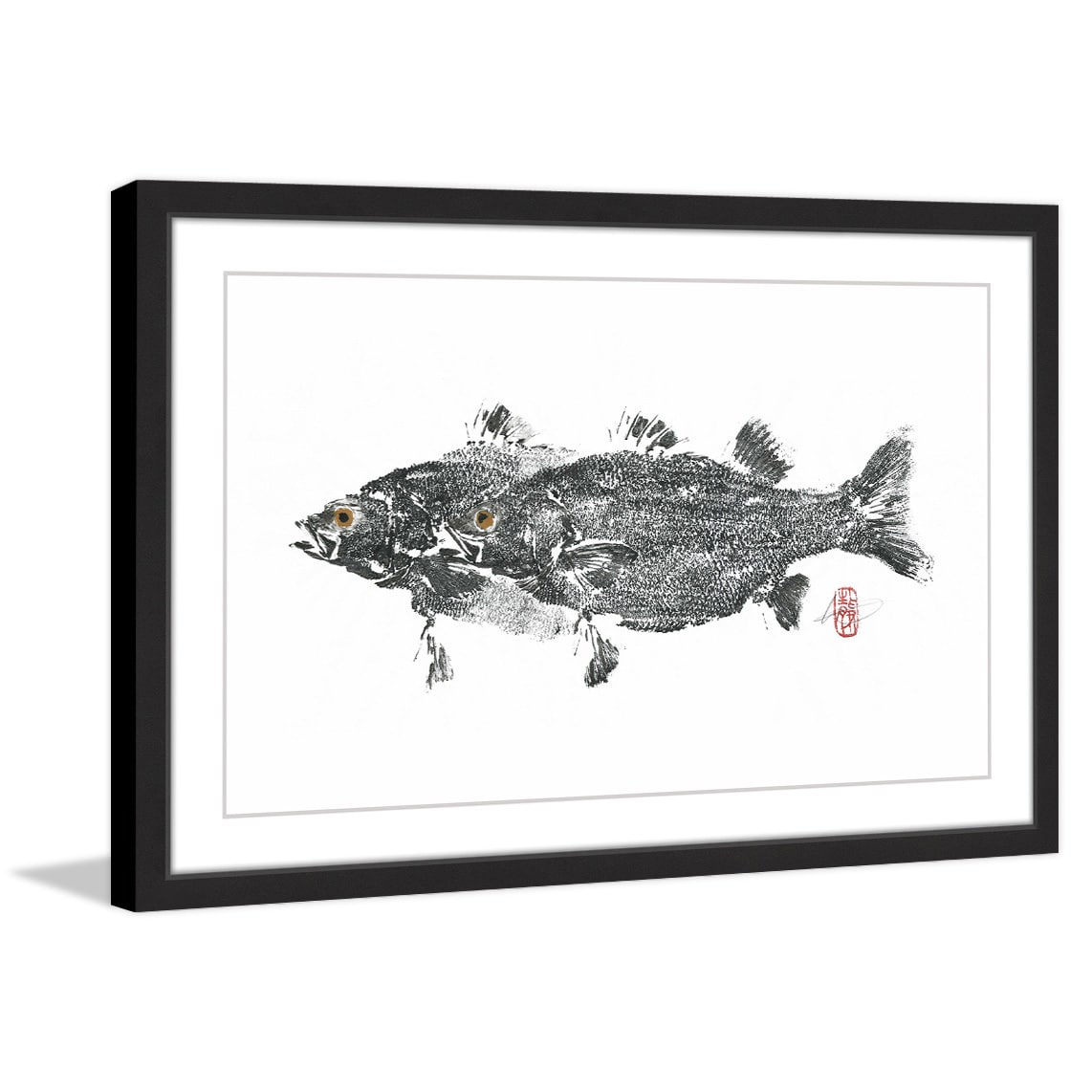 "Fish in Love" Framed Painting Print