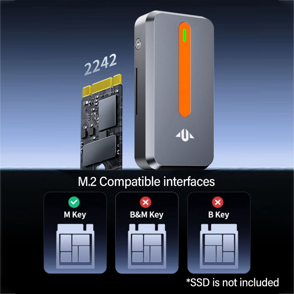 AOOOWER Magnetic M.2 NVMe 2242 Solid Disk Enclosure Box Supports USB3.2 10Gb 2242 Solid Disk Toolless Installation Easy