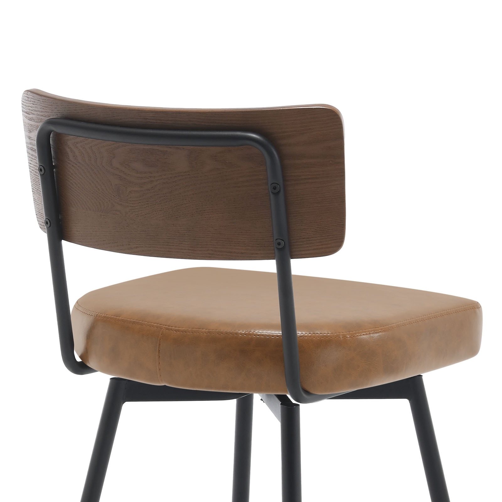 ANMINY Swivel Bar Stools Set of 2, 29" Seat Height, Upholstered Faux Leather Counter Barstools with Wood Backs and Metal Legs, Counter Height Bar Stool for Kitchen Island