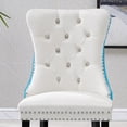 thumbnail image 2 of Velvet Dining Chairs Set of 6, Black Wooden Legs, Modern Tufted Velvet Upholstered Backrest with Nailhead Trim, Wing Back with Back Ring Pull, for Dining Room, Living Room, Office, 2 of 8