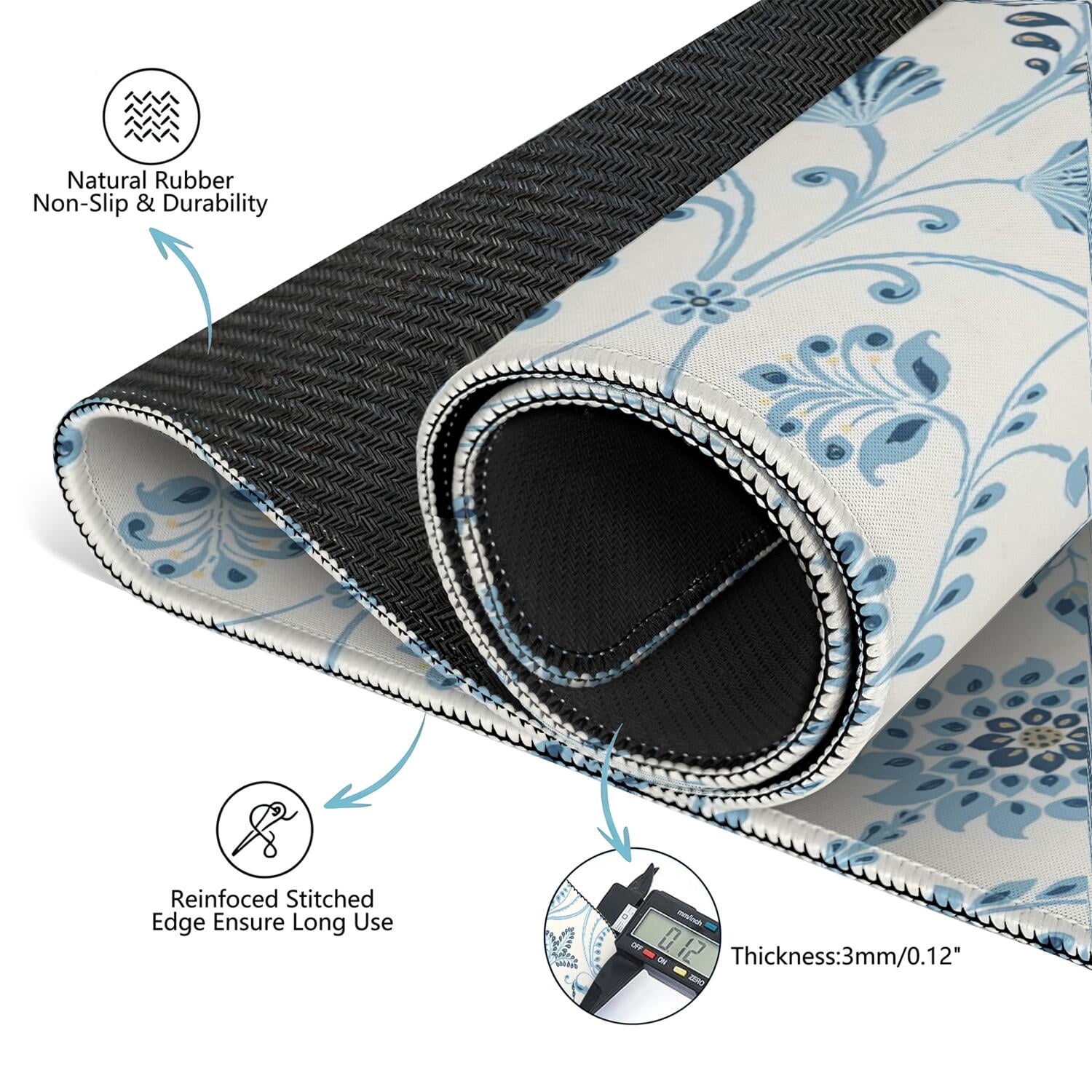 Decorative Boho Style Playing Mat for Mahjong Tables 31.5x31.5 Inch Rubber Surface with Anti-Slip Grip and Noise Dampening for Board Games and Game Room