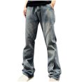 thumbnail image 2 of Womens Wide Leg Boyfriend Jeans Mid Rise Loose Fit Baggy Jeans Casual Denim Pants Joggers, 2 of 6