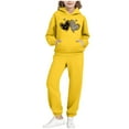 thumbnail image 2 of ATOGUTA Fall Outfits for Girls Tracksuit Drop Shoulder Hoodie Sweatshirt and Sweatpants Joggers Set with Pockets Size 2T-14, Yellow, 2 of 6
