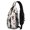 Pug and Party Hats White Pattern, variant on Pug and Party Hats White Pattern Sling Backpack, Casual Day Sling Pack with Earphone Port, Multi Pocket Design Gift Ideas for Hiking Cycling Walking