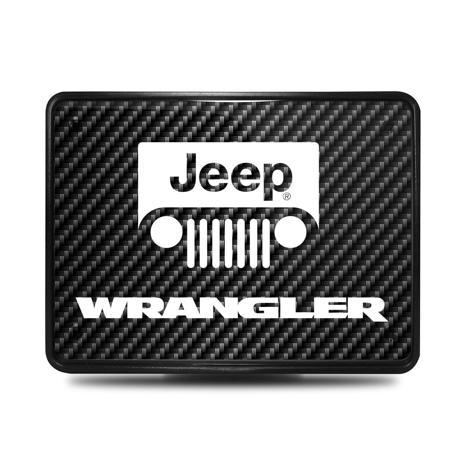 iPick Image for Jeep Wrangler UV Graphic Carbon Fiber Look Plastic Tow Hitch Cover