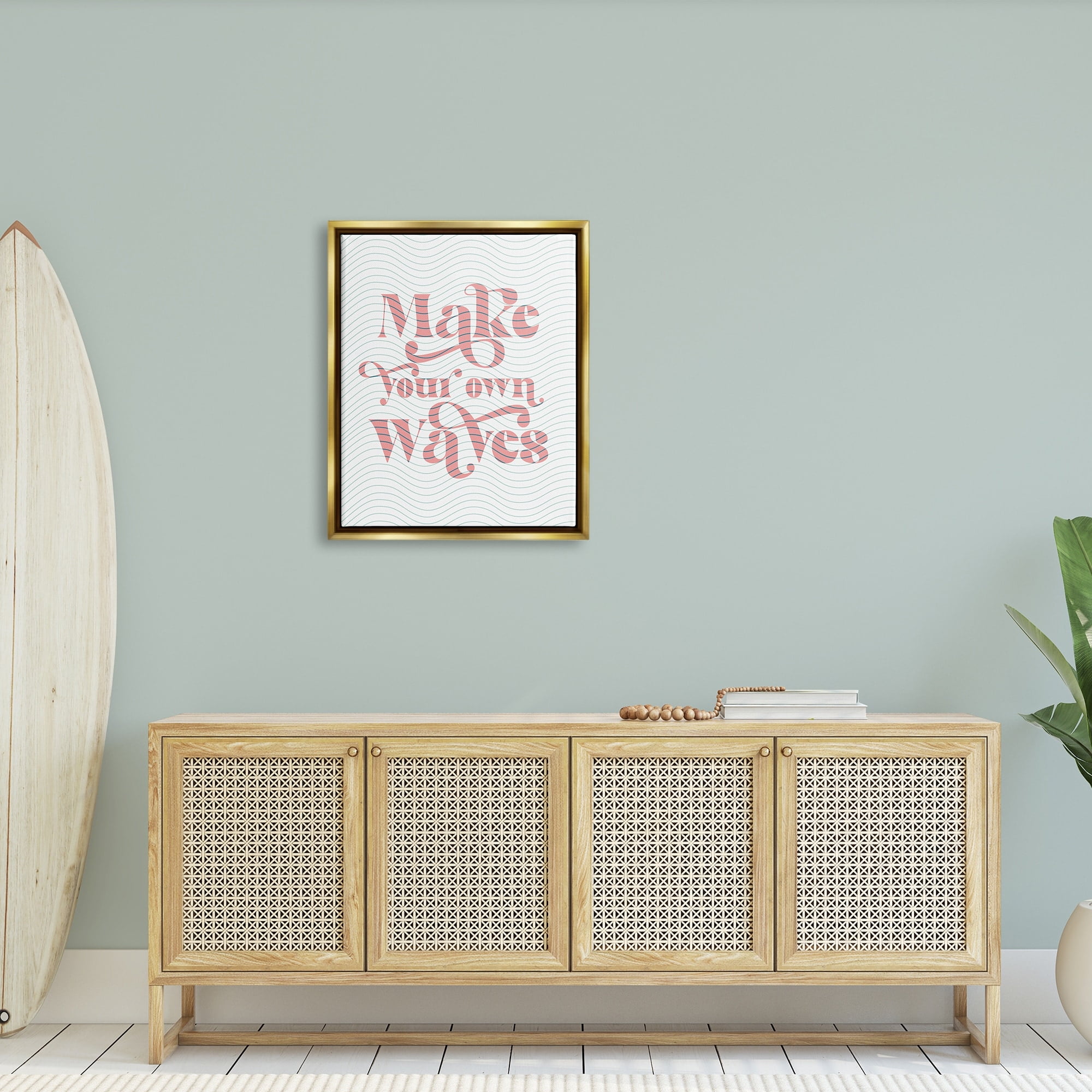 Stupell Industries Make Your Own Waves Groovy Patterned Stripes Graphic Art Metallic Gold Floating Framed Canvas Print Wall Art, Design by Daphne Polselli