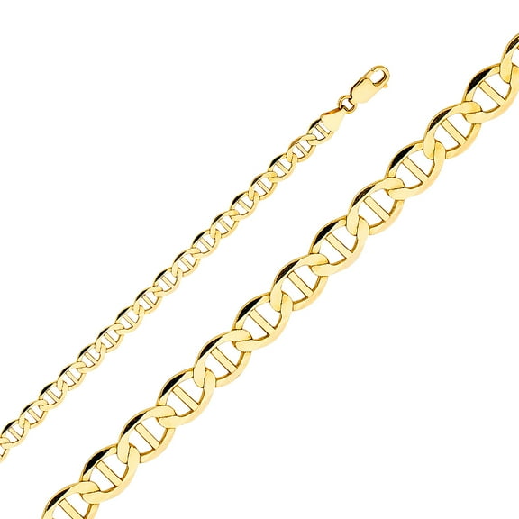 14k Yellow Gold 6.5mm Flat Solid Mariner Chain Link Necklace 20" Jewelry Female Unisex