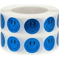 thumbnail image 1 of Blue Sparkle Holographic Circle Happy Face Stickers, 0.5 Inch Round, 1000 Labels on a Roll, 1 of 2