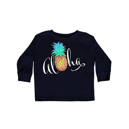 

Inktastic Aloha- in cursive with pineapple rainbow colors Gift Toddler Boy or Toddler Girl Long Sleeve T-Shirt