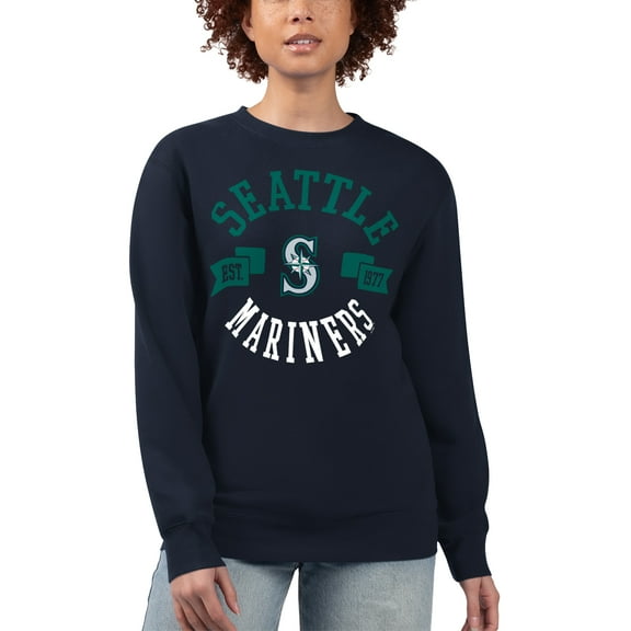 Women's G-III 4Her by Carl Banks Navy Seattle Mariners Team Logo Fleece Pullover Sweatshirt