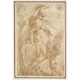 thumbnail image 2 of Andrea Schiavone 18x24 Black Ornate Framed Double Matted Museum Art Print Titled: Mars and Cupid (1501-63), 2 of 5