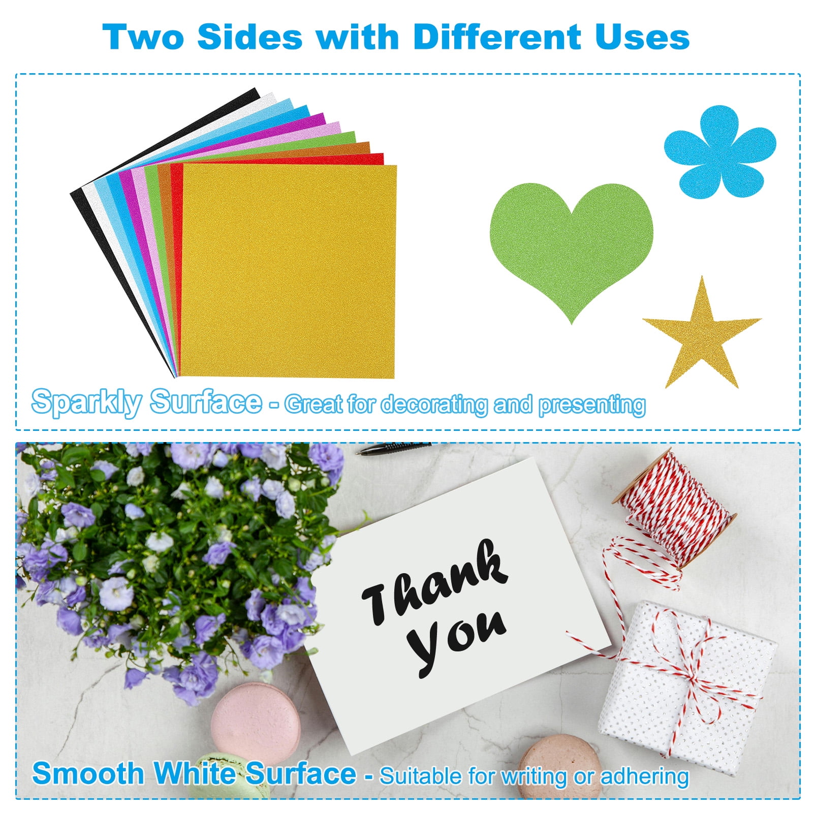Uxcell 12x12" Glitters Cardstock, 30Sheets No-Shed Shimmer Glitters Paper, Green