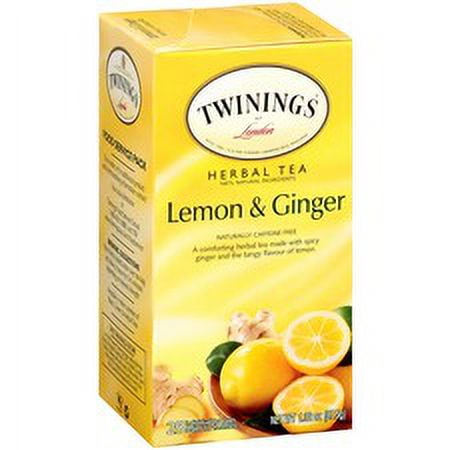 Twinings Lemon & Ginger Herbal Tea - Lemon Ginger - Decaffeinated - Tea Bag - Herbal Tea - Lemon Ginger - 1.3 oz - 25 / Box | Bundle of 5