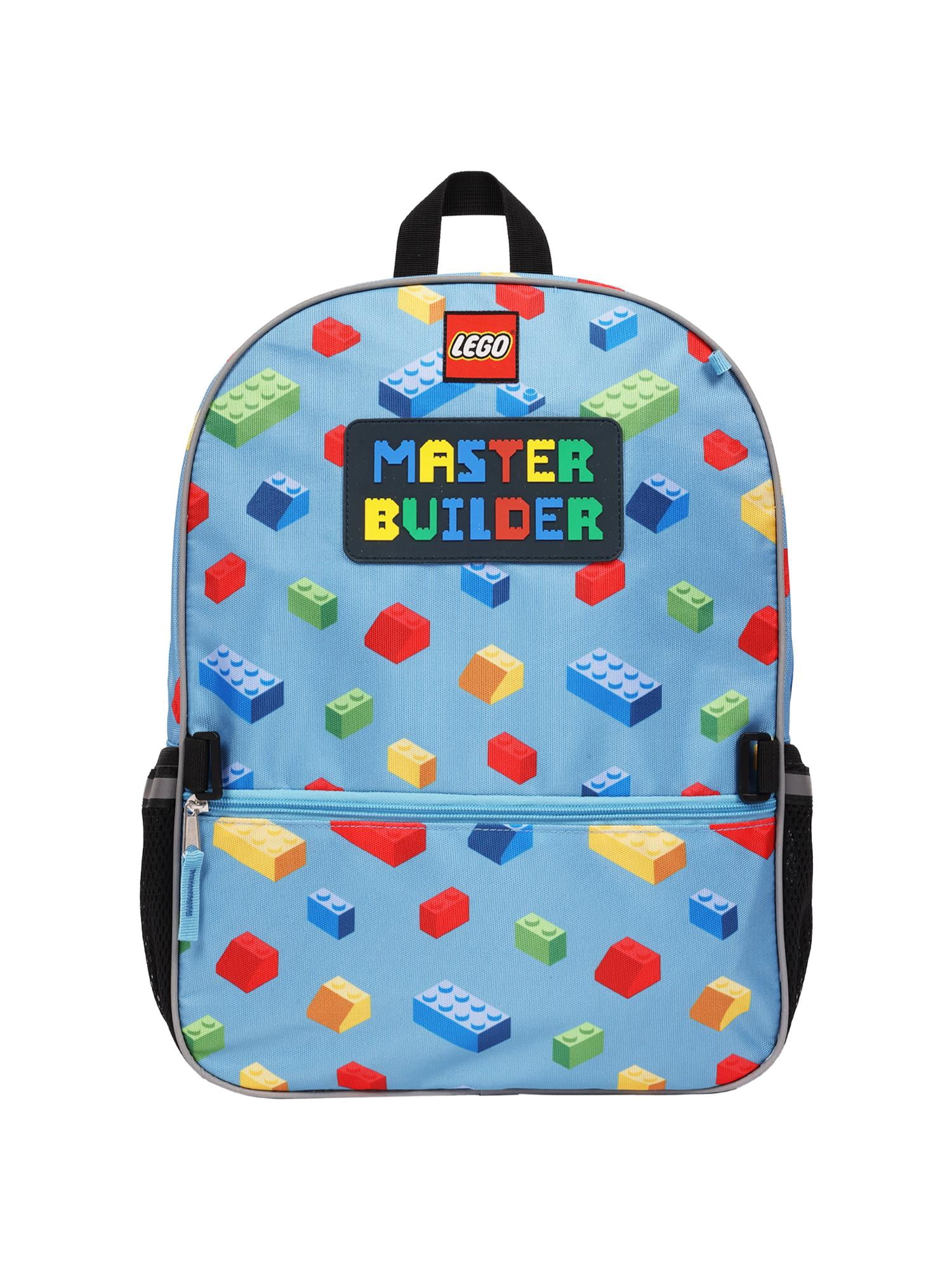 LEGO Boy's 17" "Master Builder" 4-Piece Backpack Set with Lunch Box, Pencil Pouch, & LEGO Keychain