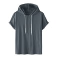 thumbnail image 2 of DARING DIVA Men's Casual Short Sleeve Pullover Drawstring Hooded T-Shirt S Dark Gray, 2 of 6