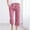 Pink, variant on Cotton Linen Straight Leg Pants Women's Solid Casual High Waist Capris 2024 Summer Lounge Capri Pants with Pockets