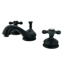 Kingston Brass KS1160AX Heritage Two-Handle 3-Hole Deck Mount Widespread Bathroom Faucet with Brass Pop-Up in Matte Black