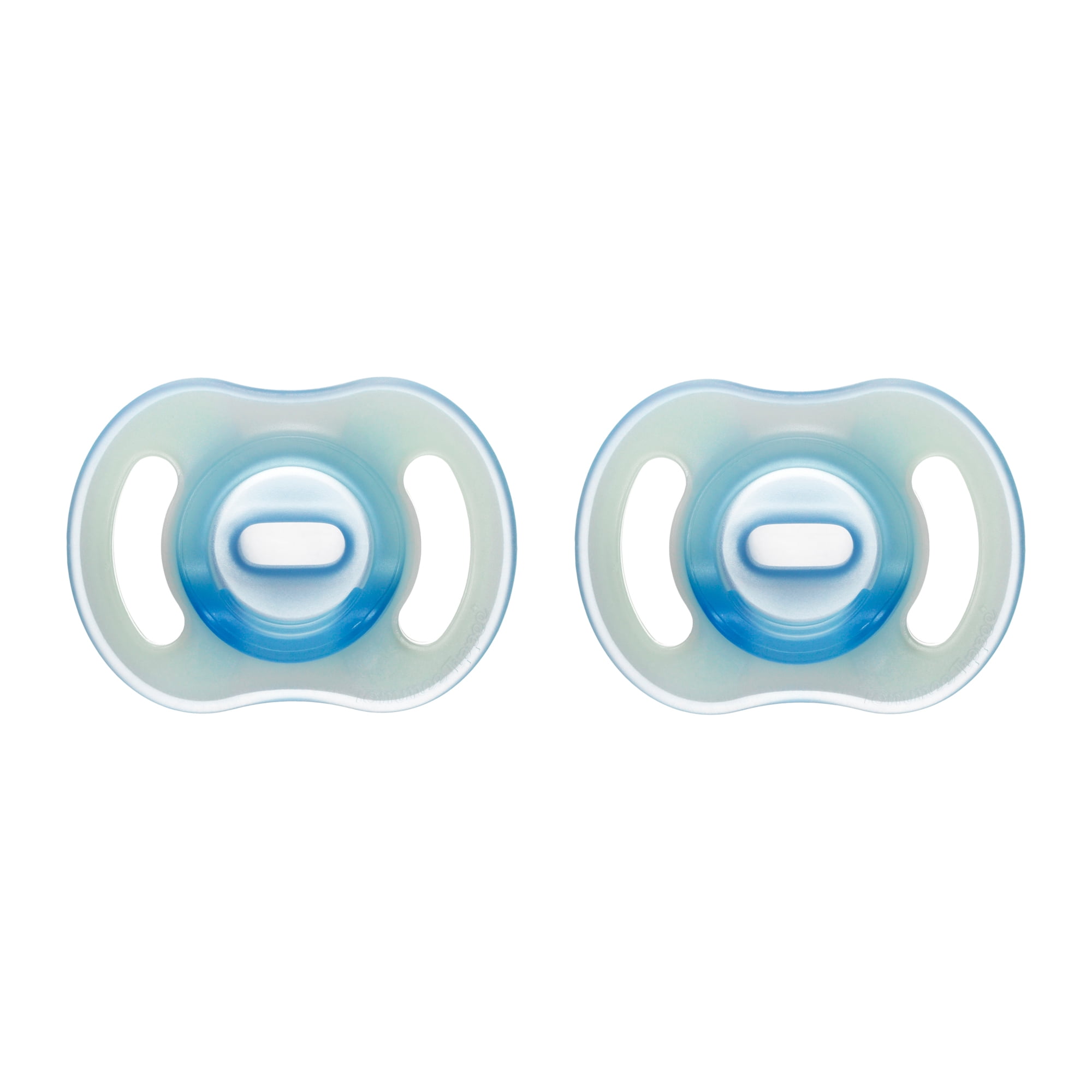 Tommee Tippee Ultra-light StayPut NightGlow Pacifier, 6-18 Months, 2 Pack, Soft Skin Feel, Extra Air Flow