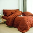 thumbnail image 3 of HIG 8 PCS Modern Comforter Set with Sheets All Season Bed in a Bag, Terracotta, Queen Size, 3 of 12