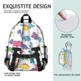 thumbnail image 5 of White Cartoon Dinosaurs Pattern Cute School Backpack Bag for School with Padded Back and Adjustable Shoulder Straps 15.25"x11.5"x5.25", 5 of 5