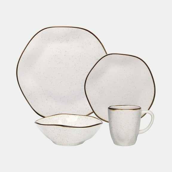 Oxford Ryo, Sandbar Porcelain 16 Piece Dinnerware Set, Service for 4