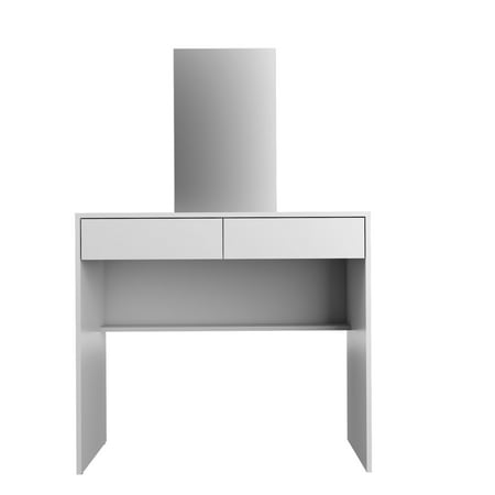 Boahaus Contemporary Vanity Set Dressing Table With Mirror 2 Drawers White