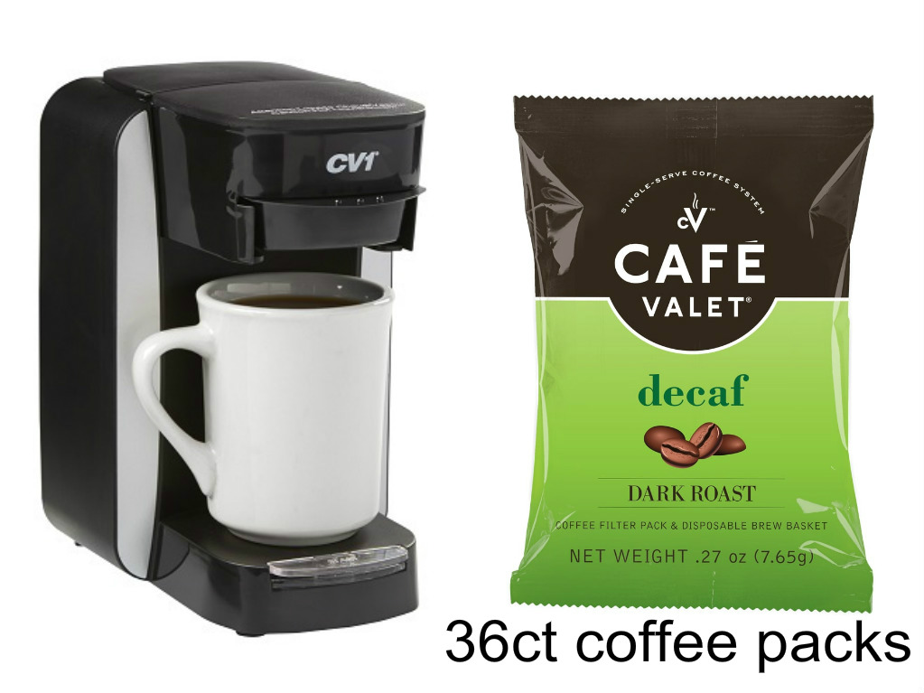 Café Valet Single Serve Coffee Maker With Individually Wrapped Coffee