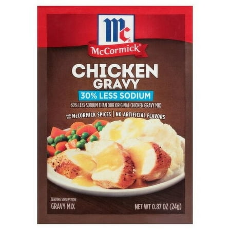 2 Pack - Mccormick Gravy Mix Chicken 30% Less Sodium 0.87 oz Package May Vary