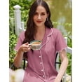 thumbnail image 2 of Ekouaer Cotton Nightgowns for Women Button Down Sleep Shirts Short Sleeve Night Gown Boyfriend Sleepwear Soft Night Shirts, 2 of 6