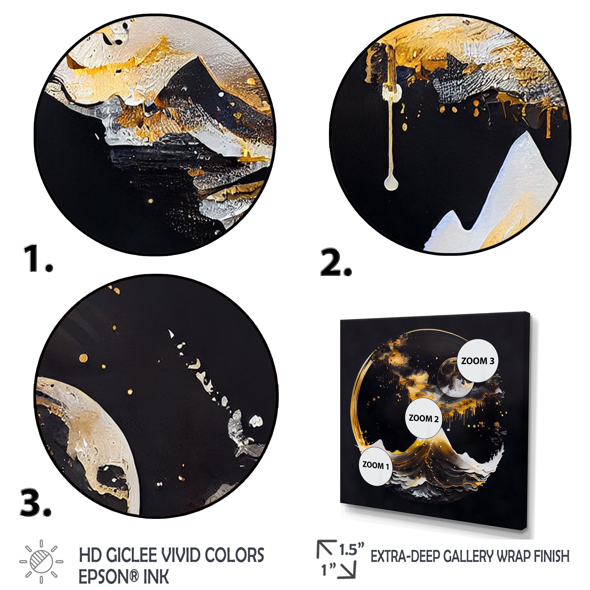 Designart Black And Gold Mountain Landscape IV Canvas Wall Art
