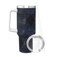 thumbnail image 2 of 40zo Ice Bar Cup With Handle Double Insulation Large Capacity Rust Prevention For Daily Travel And Other Scenes Argyle Plaid Darkslateblue_4, 2 of 8