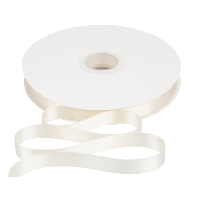 Joycrosso 5/8 Inch Ivory Solid Satin Ribbon, 100 Yards Double Faced Satin for Gift Wrapping Floral Bouquets Wedding Party Decoration