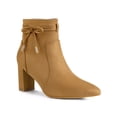 thumbnail image 1 of Unique Bargains Women's Pointed Toe Chunky Heel Zipper Ankle Boots Brown 10, 1 of 7