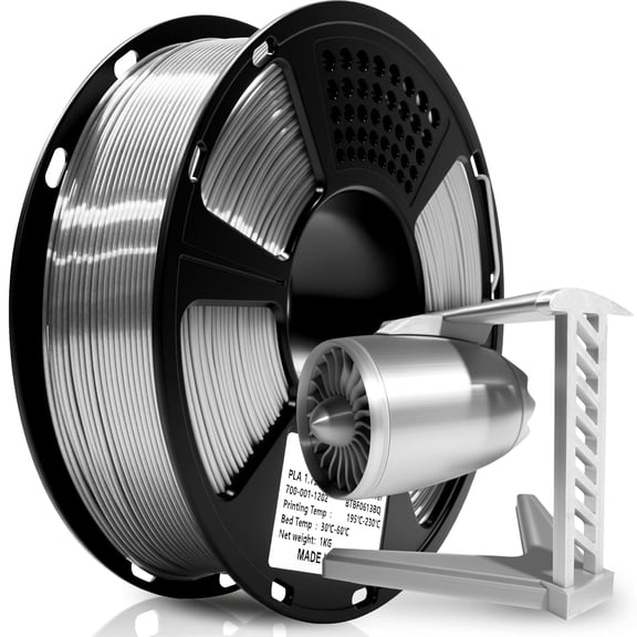 Geeetech Silk PLA Filament 1.75mm for 3D Printer, Metal-Like Shiny 1kg (2.2lbs) 1 Spool, Dimensional Accuracy  /- 0.02 mm, Metallic Silver