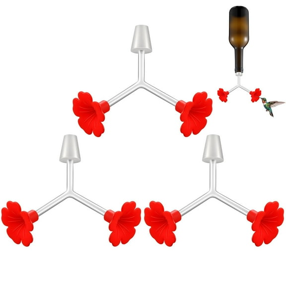 Harlier 2 In 1 Hummingbird Feeder Tube with Stopper, Handheld Bird Feeder Replacement Parts Drip Resistant Tip, Silicone Flowers for Wine Bottle Outdoor Making Your Own Bird Feeders