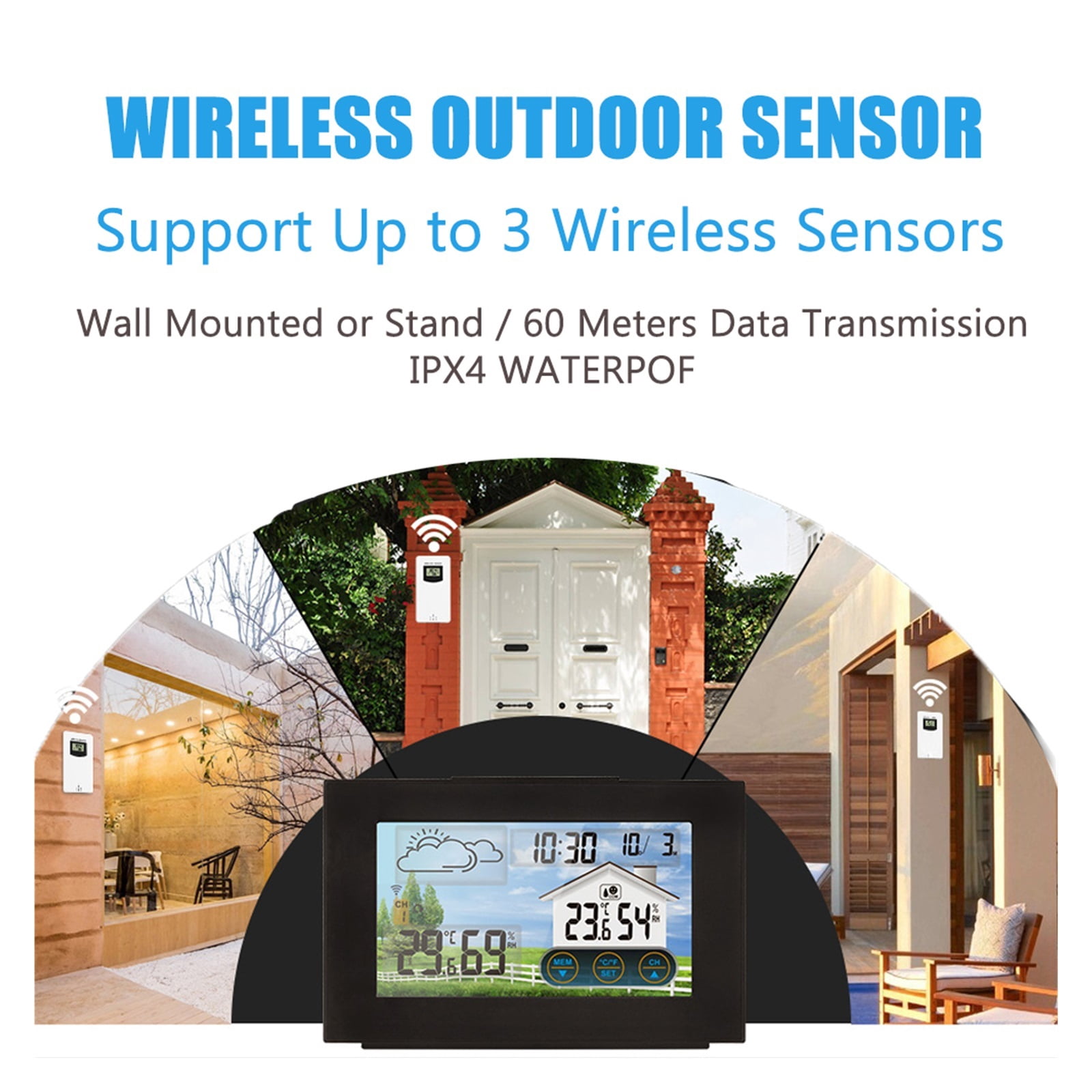 Wireless Weather Station with Color Touch Screen, Indoor Outdoor Monitor Hub