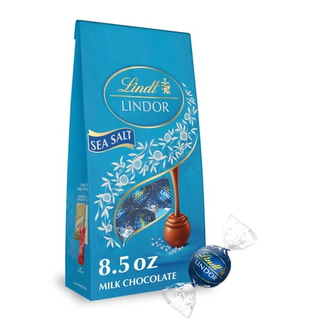 Lindt Lindor Sea Salt Milk Chocolate Candy Truffles, 8.5 oz. Bag