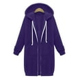 thumbnail image 4 of XFLWAM Womens Fleece Jackets Winter Warm Outwear Zipper Hoodies Sweatshirt Long Solid Color Pockets Coat Purple S, 4 of 9