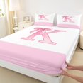 thumbnail image 3 of jejeloiu Cartoon Bow Tie Bed Sheets,Letter K Monogrammed King Sheets For Girls Kids 4-Piece, 3 of 7