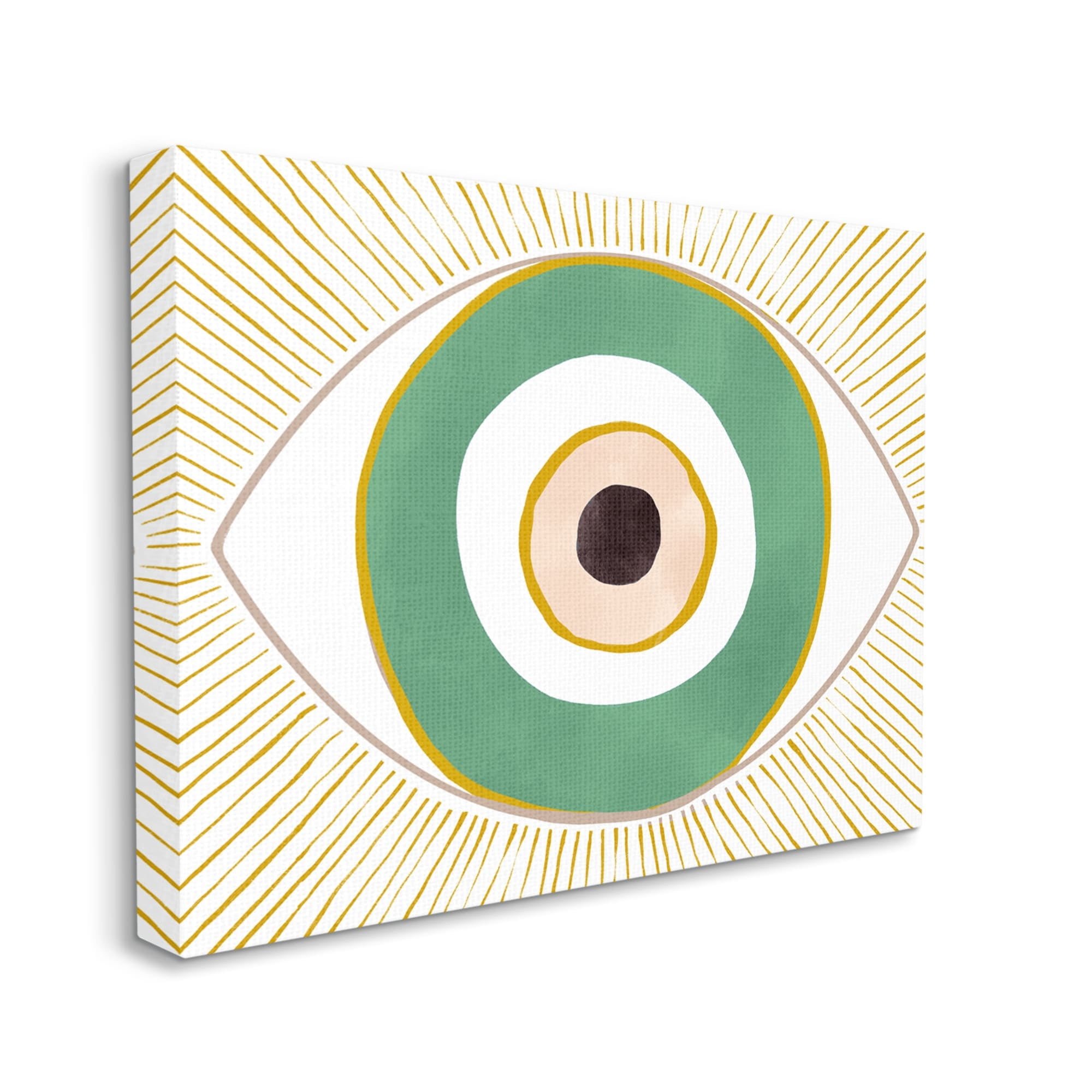 Stupell Industries Green Modern Evil Eye Symbol Abstract Painting Gallery Wrapped Canvas Print Wall Art