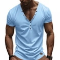thumbnail image 2 of Men's V-Neck Button T-Shirts Short Sleeve Tees Henley T-Shirt Summer Base Tops, 2 of 9