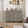 thumbnail image 2 of Solution de Rangement Spacieuse Commode à 6 Tiroirs pour Chambre – Grand Coffre en Bois Gris Classique, Armoire de Rangement Autoportante Style Ferme pour Garde-Robe, Chambre de Bébé, Salon, Entrée – Couleur : Gris Classique, 2 of 7