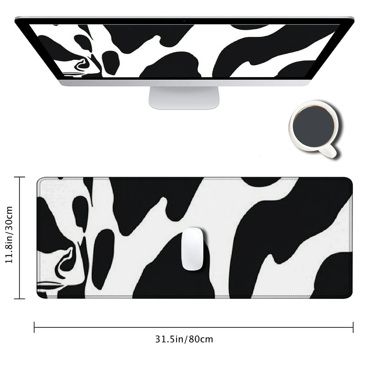 Heduofu Keyboard Wrist Rest and Mouse Pad with Wrist Support Ergonomic Coaster,Memory Foam,Easy Typing Pain Relief,Large XL Desk Mat Cute Cow Print 31.5x11.8 in