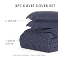 thumbnail image 3 of Noble Linens Navy Midnight Blossoms Pattern 3-Piece Duvet Cover Set, King/Calking, 3 of 11