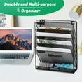 thumbnail image 2 of Magnetic File Organizer Mesh 5-Tier Black Hanging File Organizer Vertical Holder Rack for Office Home, 2 of 6