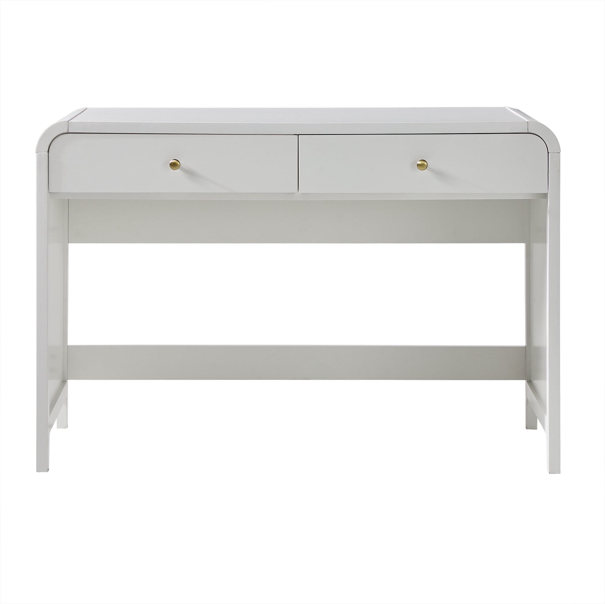 Walker Edison Modern Curve Design Writing Desk with Drawer, White