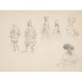 thumbnail image 2 of John Singer Sargent 18x15 Black Ornate Wood Framed Double Matted Museum Art Print Titled - Study of Six&nbsp;Figures (ca.&nbsp;1869-71), 2 of 5