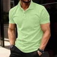 thumbnail image 2 of Qwertyu Polo Shirts for Men Solid Casual Collared Short Sleeve Tops Pullover Classic Performance with Pocket Shirts Light Green XL, 2 of 5